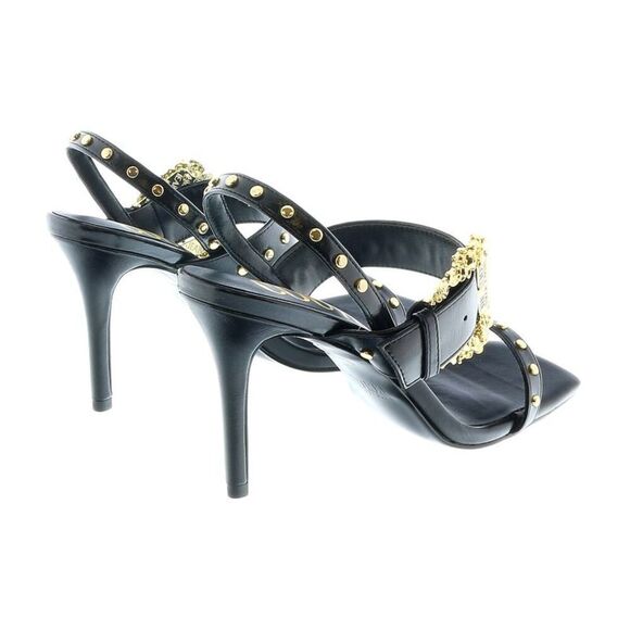 Versace Jeans Couture Oversized Buckle  Black Heeled Sandals- - Picture 3 of 4